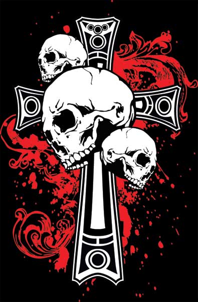 Bloody Cross & Skull T-shirt (Black) - Click Image to Close