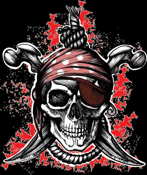 Hanging Pirate T-shirt (Black) - Click Image to Close