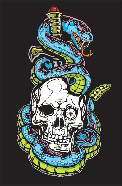 Skull & Snake T-shirt (Black) - Click Image to Close