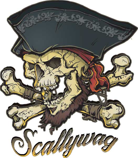 Scallywag Pirate T-shirt (White) - Click Image to Close