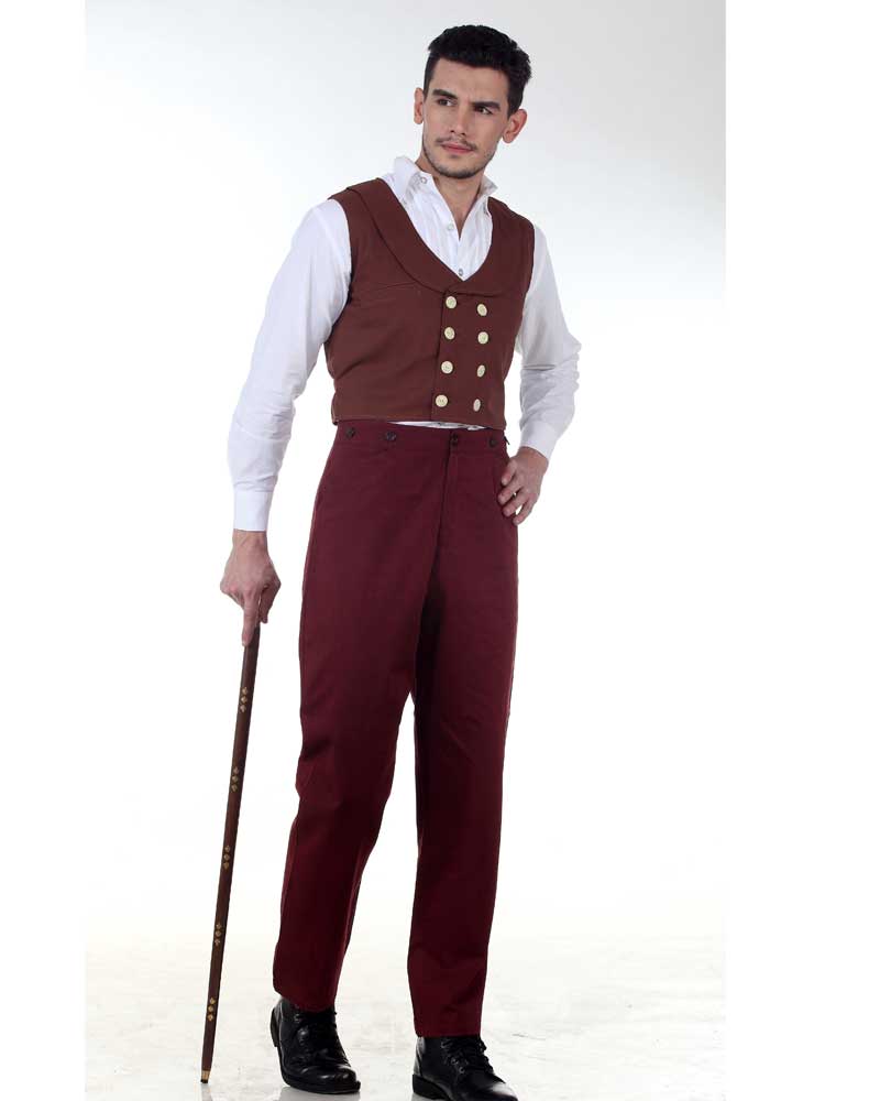 Gentlemen Classic Victorian Pants-Maroon - Click Image to Close