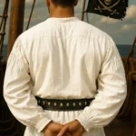 Buccaneer Pirate Shirt white with Deep Hood for Reenactment