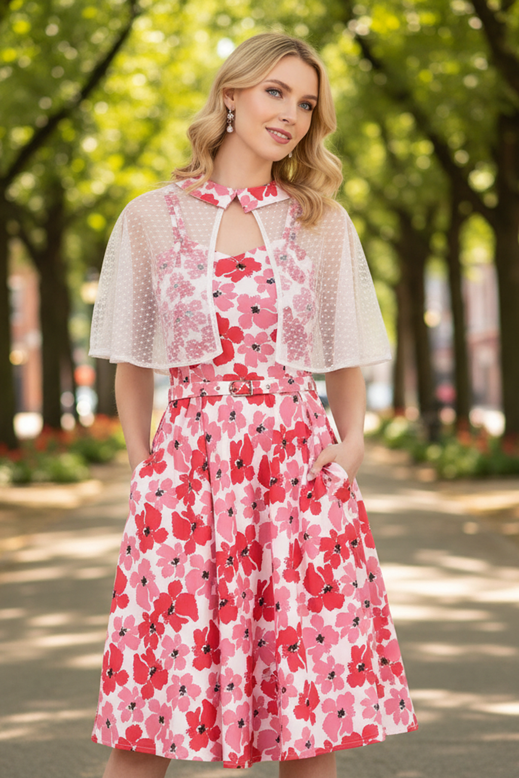 open lace back dress Pink Plaid Swing Dress Pink / 8 main image 0