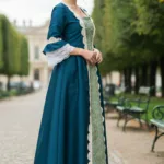 Queen Charlotte Dress Teal with Deep Hood for Reenactment
