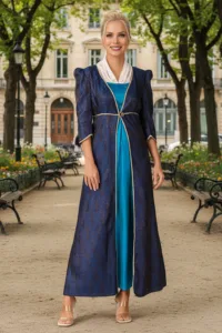 Lady Mary Dress with Net Collar Royal Blue (98)