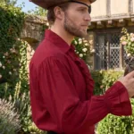 Captain Charles Vane Pirate Shirt (in cotton) Maroon with Deep Hood for Reenactment