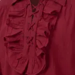Captain Charles Vane Pirate Shirt (in cotton) Maroon with Deep Hood for Reenactment