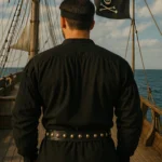 Buccaneer Pirate Shirt Black with Deep Hood for Reenactment