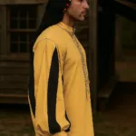 Gold Black Medieval Pirate Shirt with Deep Hood for Reenactment