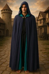 Medieval Cloak Navy Turquoise
