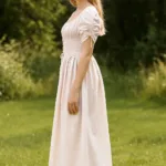 Women’s Meadow Muse Dress Apricot with Deep Hood for Reenactment