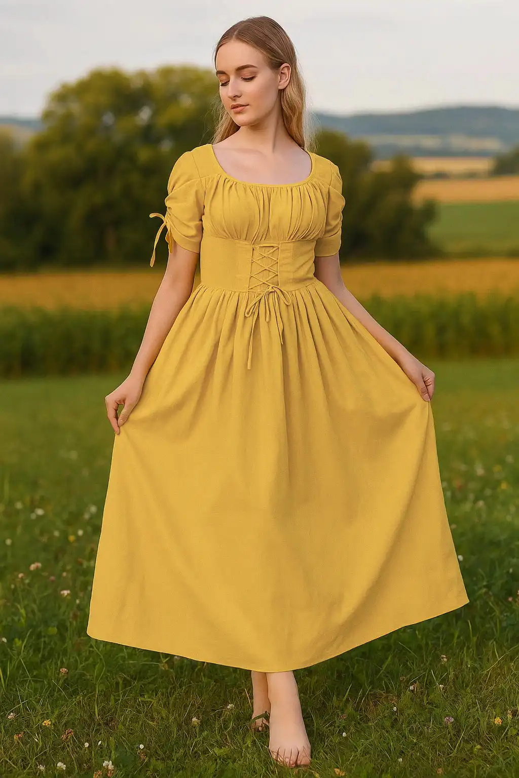 Women's Meadow Muse Dress Goldenrod Yellow | TudorDressing