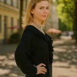 Women’s Medieval Barbarossa Peasant Blouse – Black with Deep Hood for Reenactment