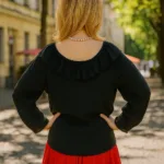 Women’s Medieval Barbarossa Peasant Blouse – Black with Deep Hood for Reenactment