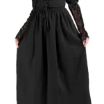 Women’s Wisteria Wonder Dress Black with Deep Hood for Reenactment