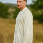 Warriors Medieval Pirate Shirt Off White with Deep Hood for Reenactment