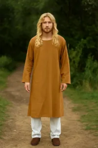 Medieval Robertus Linen Underdress – LARP & Fantasy Role Play Events – Dull Gold