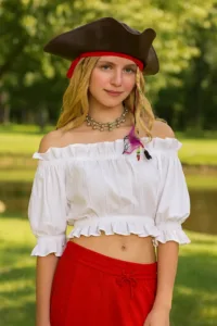 Women’s Renaissance Peasant Pearl Locke Blouse – White