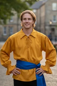 Men’s Pirate Bandana Sash Cobalt Blue – Satin Waist Scarf Head Wrap 100x20 Inch