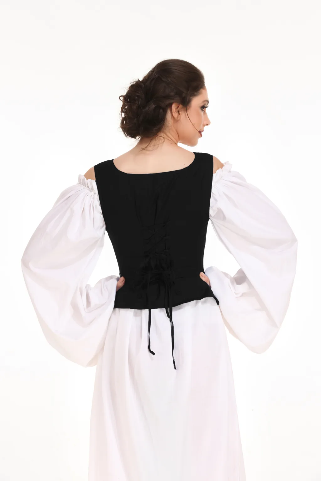 Reversible Peasant Bodice Black Hover