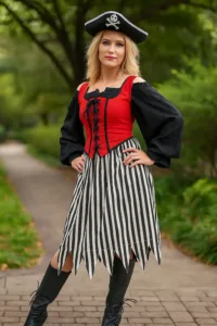 Alvilda Striped Medieval Skirt – Black White
