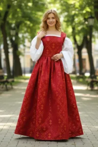 Women’s Renaissance Fleur de Lis Dress – Burgundy