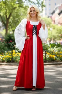 Women’s Peasant Townswoman Dress – Red