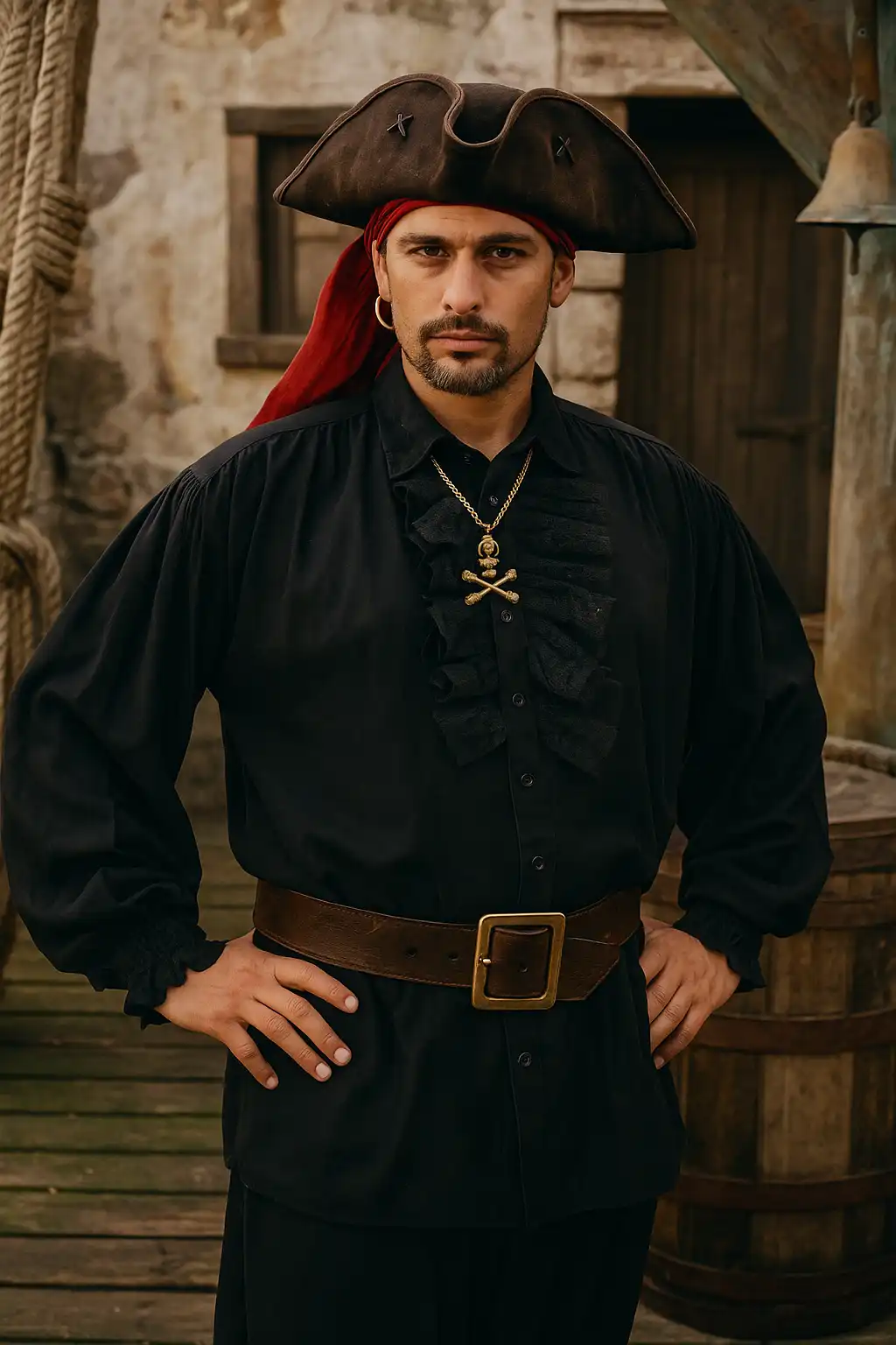 Medieval Dress Pirate Shirt Black -