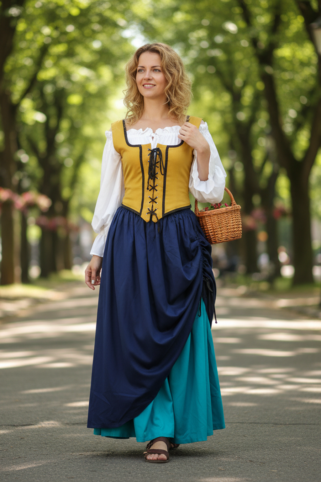 blue and gold mini dress Girls Blue Medieval Princess Costume main image 0