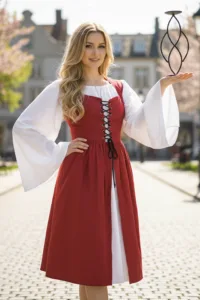 Women’s Peasant Ameline Dress – Maroon