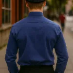 Men’s Steampunk Ulysses Side-Button Shirt – Navy with Deep Hood for Reenactment