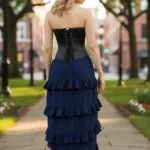 Royal Blue Raw Edge Skirt with Deep Hood for Reenactment