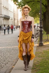 Gold Raw Edge Cosplay Skirt