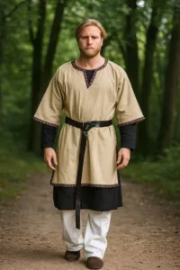 Medieval Basic Tunic – Men’s – LARP & Fantasy Role Play Events – Almond