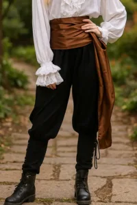 Men’s Pirate Bandana Sash Chocolate Brown – Premium Large Satin Waist Scarf Head Wrap 100x20 Inch