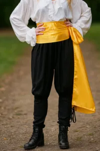 Men’s Pirate Bandana Sash Golden Yellow – Premium Large Satin Waist Scarf Head Wrap 100x20 Inch