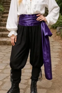Men’s Pirate Bandana Sash Purple – Premium Large Satin Waist Scarf Head Wrap 100x20 Inch