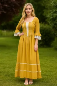Women’s Victorian Prairie Dress 312– Acacia Yellow