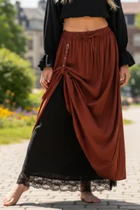 Double-Layer Renaissance LARP Skirt – Chocolate