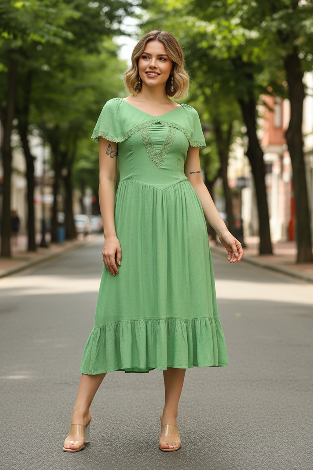 Women's Winifred Cottagecore Dress Green | TudorDressing