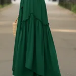 Maiden’s Cascade Renaissance Skirt – Hunter Green with Deep Hood for Reenactment
