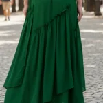 Maiden’s Cascade Renaissance Skirt – Hunter Green with Deep Hood for Reenactment