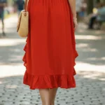 Renaissance Flare High-Low Festival Skirt – Red with Deep Hood for Reenactment