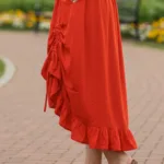 Renaissance Flare High-Low Festival Skirt – Red with Deep Hood for Reenactment