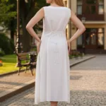 Women’s Steampunk Ebonwood Empress Dress – White with Deep Hood for Reenactment