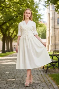 Women’s Steampunk Elise Dress – Off White
