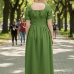 Women’s Meadow Muse Dress Army Green with Deep Hood for Reenactment