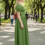 Women’s Meadow Muse Dress Army Green with Deep Hood for Reenactment