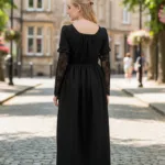 Women’s Wisteria Wonder Dress Black with Deep Hood for Reenactment