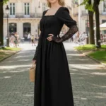 Women’s Wisteria Wonder Dress Black with Deep Hood for Reenactment